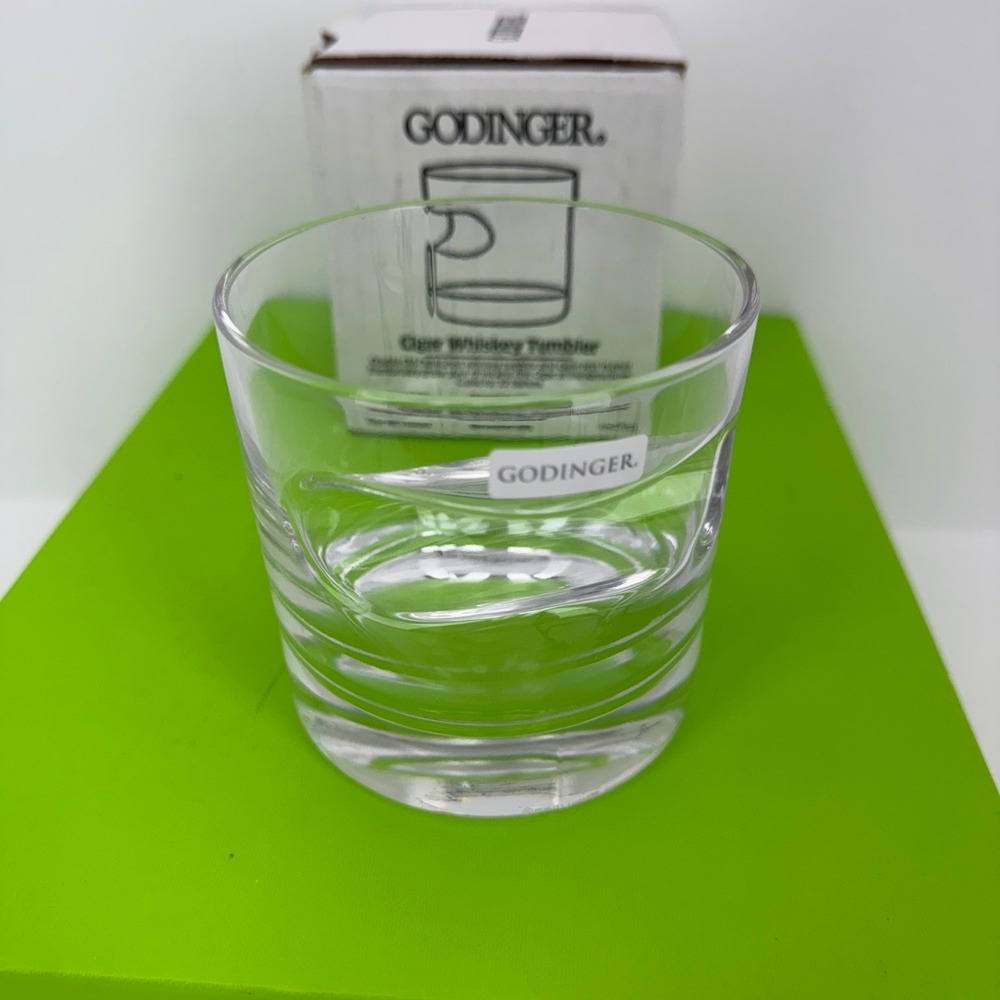 Godinger Cigar Whiskey Tumbler‎ Glass 12oz Clear New With Box Built-in Rest